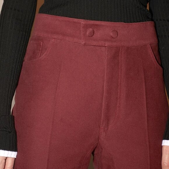 CHICJOC Burgundy Tailored Cotton Pants – Size 38 - Picture 7 of 16